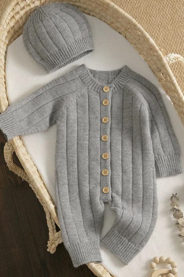 Knitted romper Grey Buttons