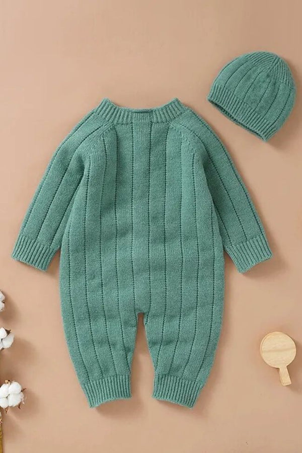 Knitted romper Green Buttons