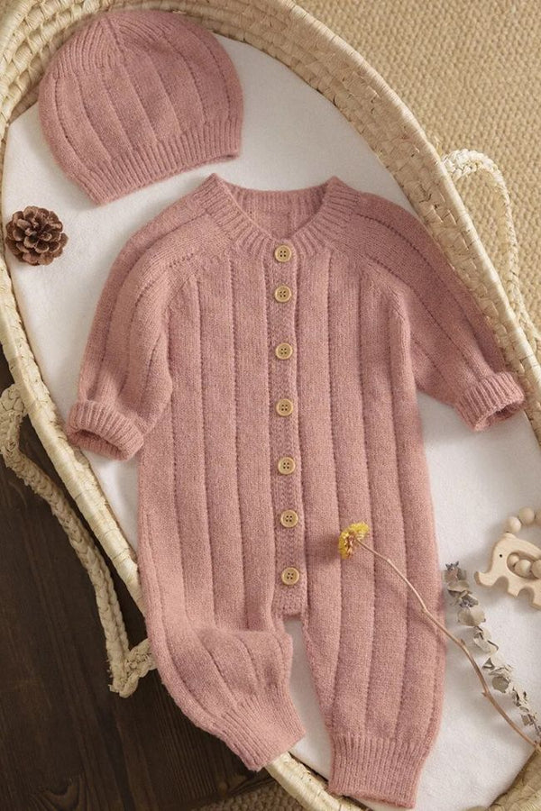 Knitted romper Pink Buttons
