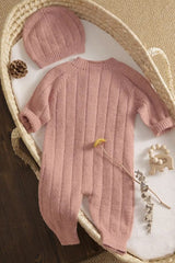 Knitted romper Pink Buttons